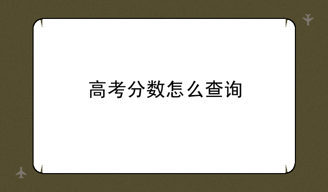 高考分数怎么查询