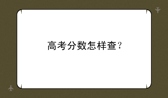 高考分数怎样查？