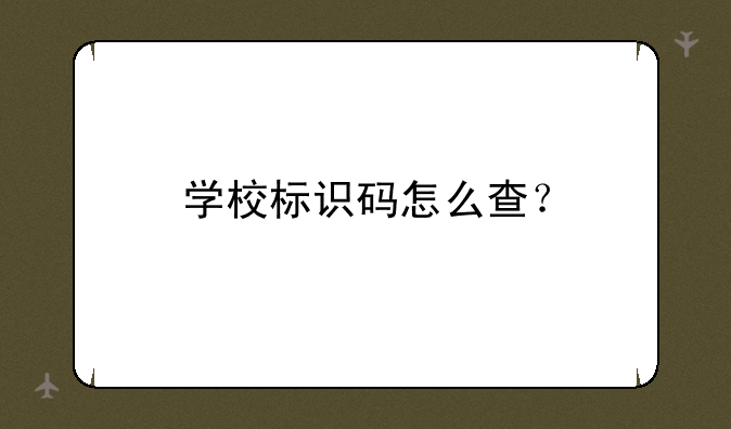 学校标识码怎么查？