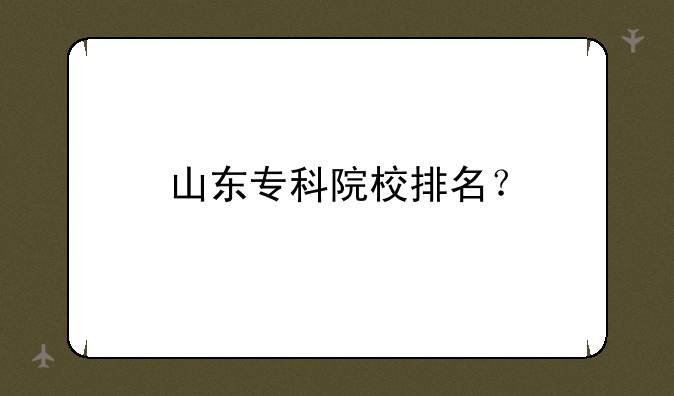 山东专科院校排名？