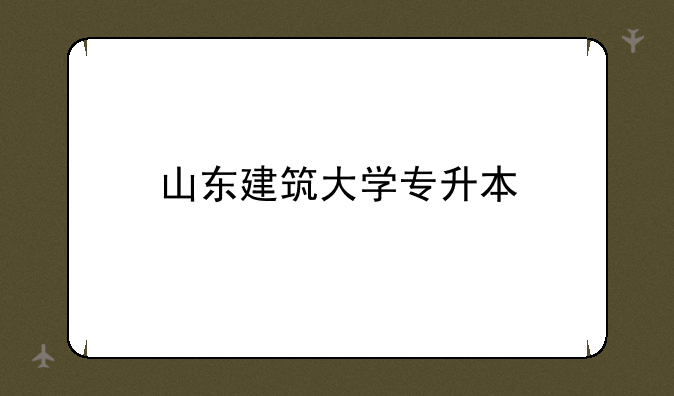 山东建筑大学专升本