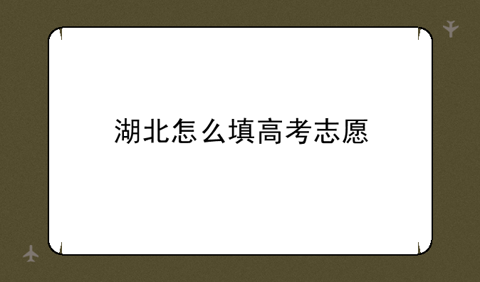 湖北怎么填高考志愿
