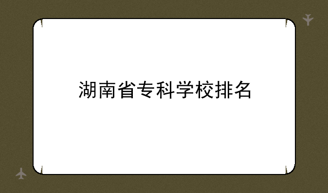 湖南省专科学校排名