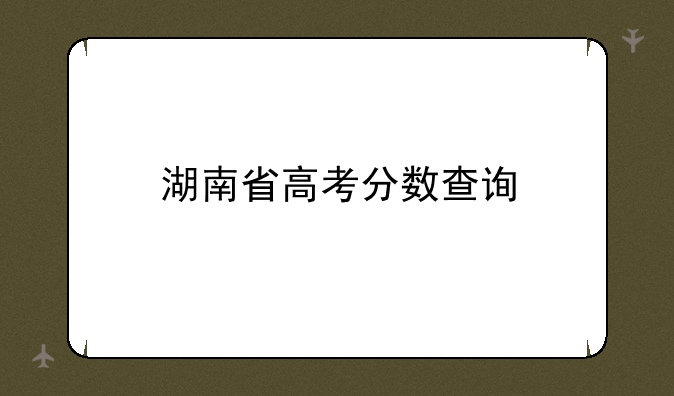 湖南省高考分数查询