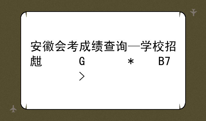 安徽会考成绩查询—学校招生网上报名入口