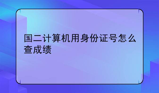 国二计算机用身份证号怎么查成绩
