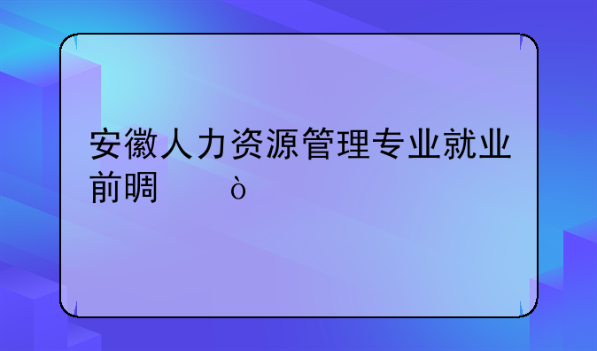 安徽人力资源管理专业就业前景？