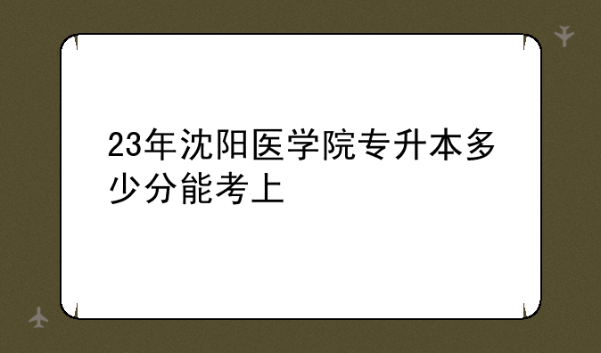 23年沈阳医学院专升本多少分能考上