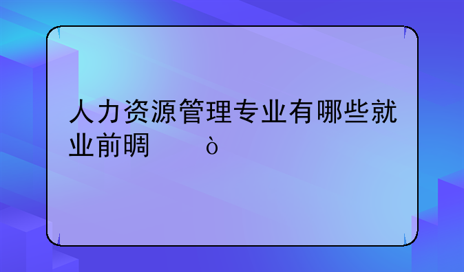 人力资源管理专业有哪些就业前景？