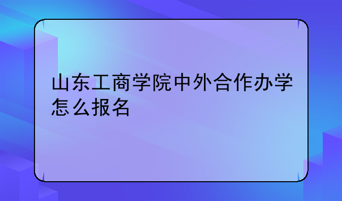 山东工商学院中外合作办学怎么报名