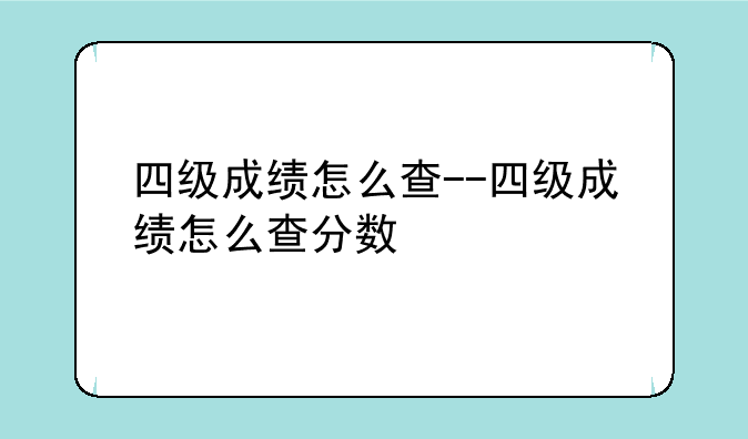 四级成绩怎么查--四级成绩怎么查分数